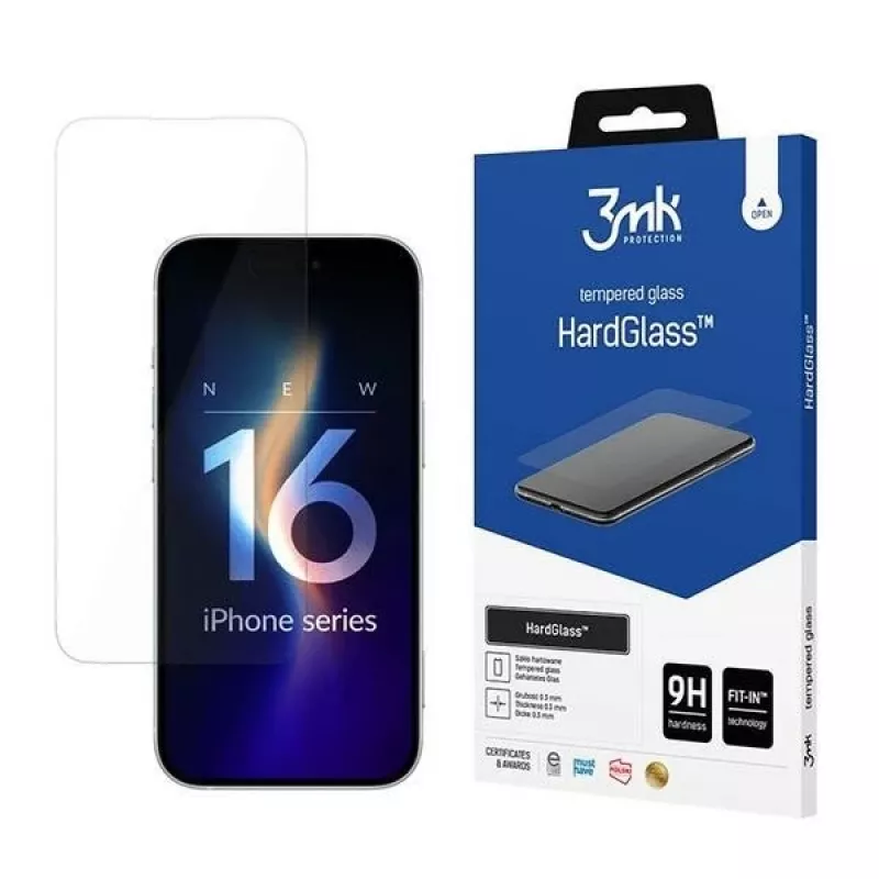 Grūdinto stiklo ekrano apsauga 3MK, skirta iPhone 16 Pro Max 6.9, kietumas 9H