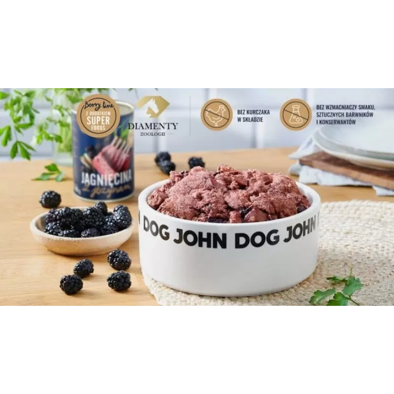 JOHN DOG Berry Line ėriena su gervuogėmis šlapias šunų maistas, 800 g