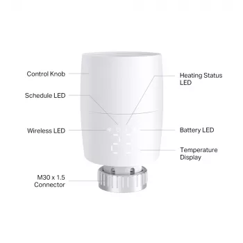 TP-Link Kasa KE100 išmanusis termostatinis radiatoriaus vožtuvas