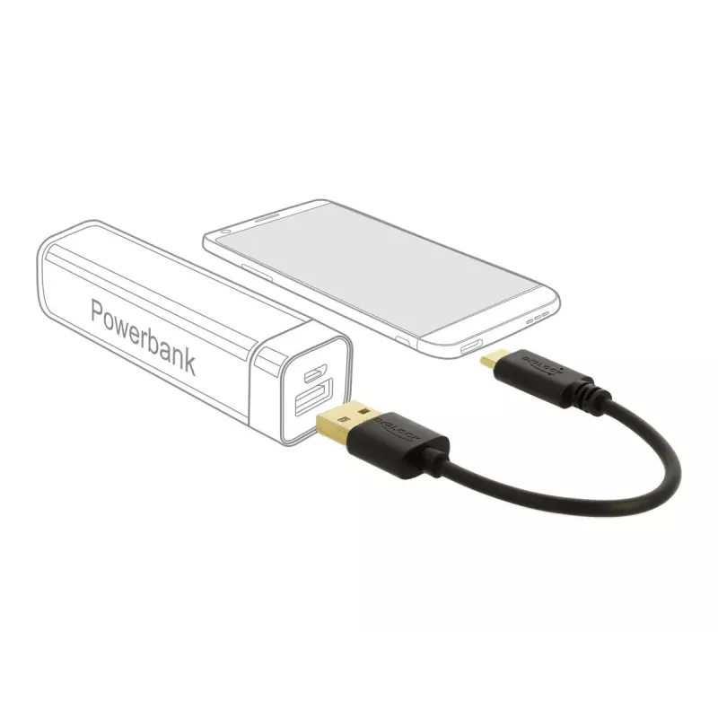 DeLOCK USB įkrovimo laidas Type-A į USB Type-C 15 cm juodas