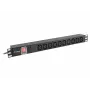 Maitinimo skirstymo įrenginys LANBERG PDU-10I-0200-IEC-BK — 10× C13 lizdų, 2 m kabelis, 10 A, 2500 W, juodas