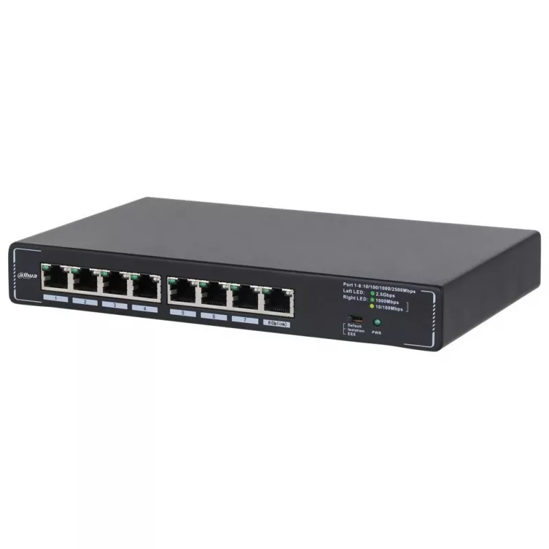 Dahua Technology SMG1008 tinklo komutatorius Nevaldomas 2,5G Ethernet (100/1000/2500) Juodas