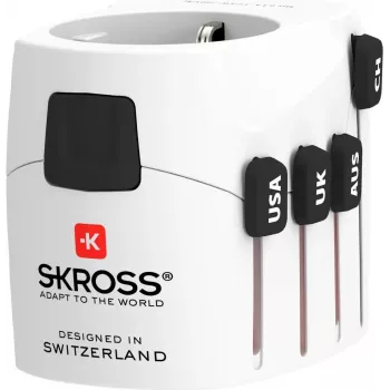 Universalus maitinimo kištuko adapteris baltas Skross PRO Type C E F