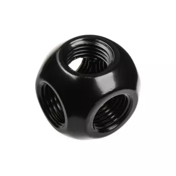 Bitspower Q-Adapter 5x IG 1/4 matinės juodos spalvos – kelių prievadų G1/4 jungiamoji detalė