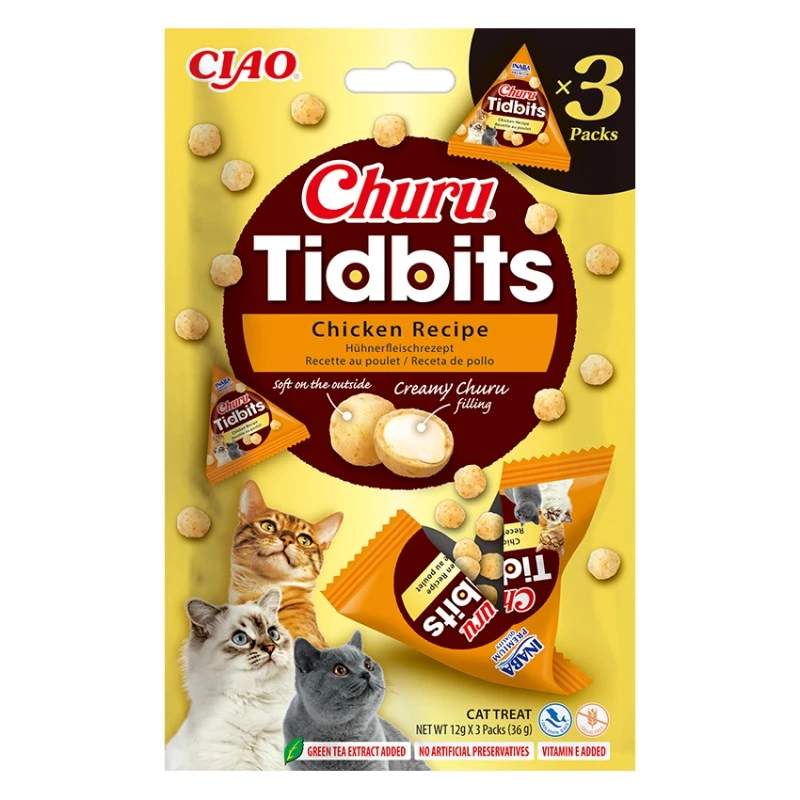 INABA Churu Tidbits Chicken - kačių skanėstai - 3x12g