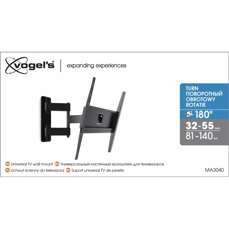 Vogels | Sieninis laikiklis | MA3040-A1 | Pilnas judesys | 32-65 | Maksimali apkrova 25 kg | Juoda