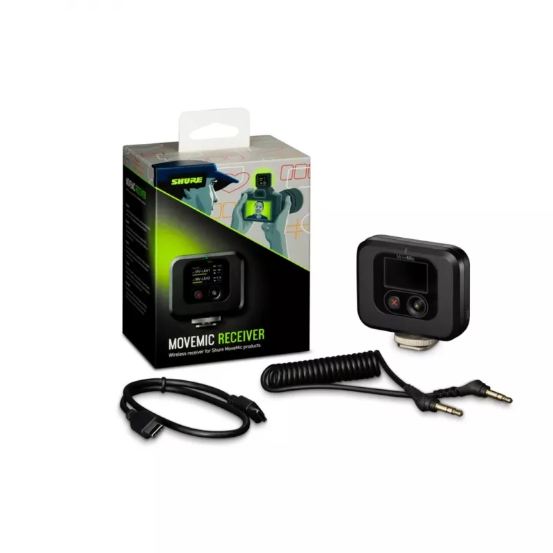 Belaidis prie kameros montuojamas imtuvas Shure MV-R-Z6 — 50–20000 Hz, 30 m atstumas, 12–15 V, 308×101×38 mm, 0,429 kg, juodas