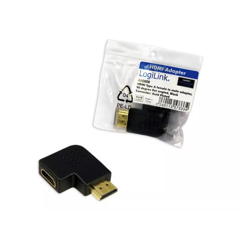 HDMI lyties keitiklio adapteris LOGILINK AH0008 — HDMI į HDMI, juodas, paauksuoti kontaktai