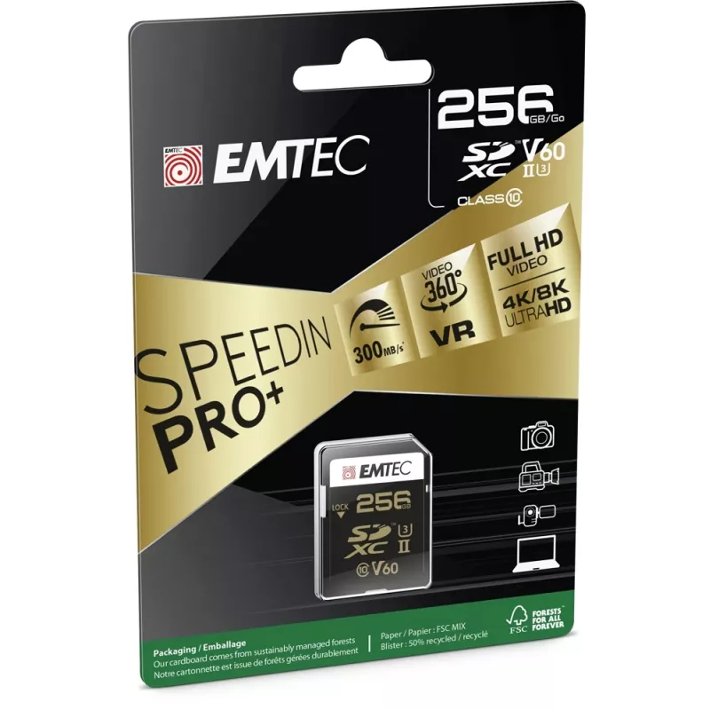 Atminties kortelė Emtec 256GB SDXC UHS-II ECMSD256GUHS2V60