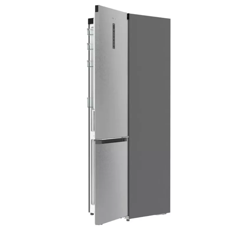 Šaldytuvas-šaldiklis Gorenje NRB620E61X4WFE, pastatomas, nerūdijantis plienas, bendra talpa 413 l, apatinis šaldiklis 130 l, NoFrost, LED ekranas