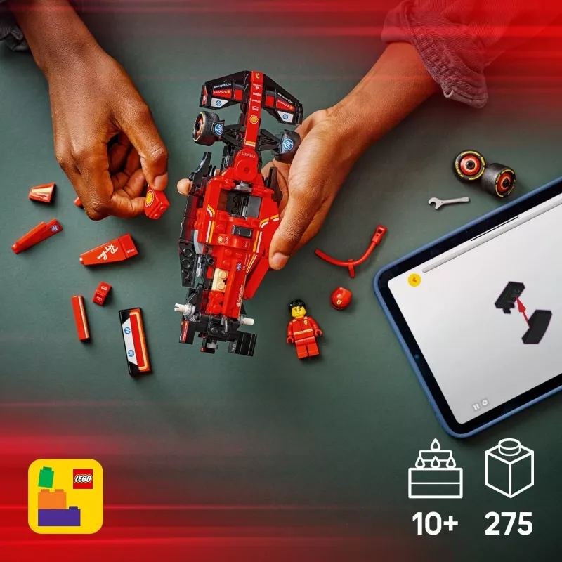 LEGO Speed Champions Ferrari SF-24 F1 lenktyninis automobilis, rinkinys 77242 — 275 vnt., 1 minifigūrėlė, 10+ metų