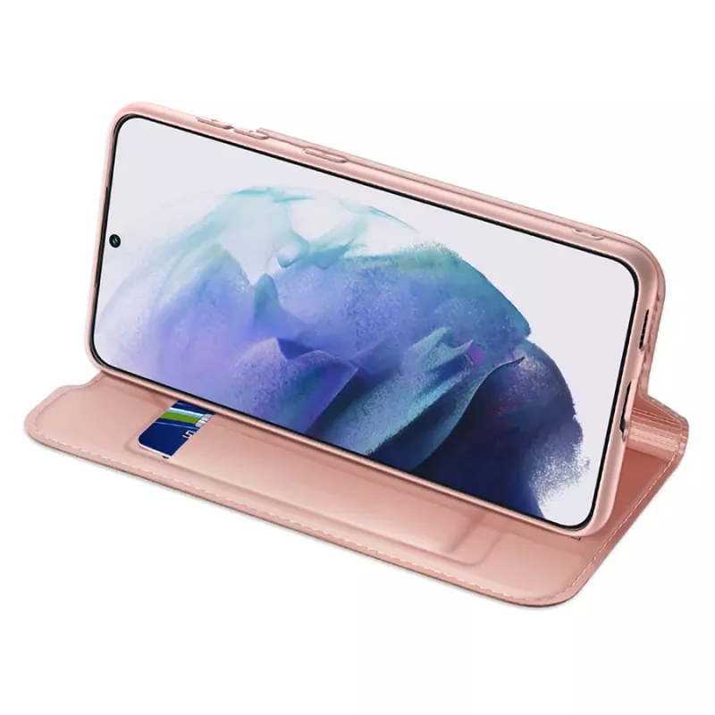 Dux Ducis Skin Pro holsterio dangtelis su atvartu Samsung Galaxy S22+ (S22 Plus) rožinis