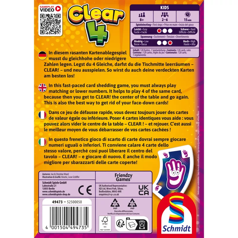 Clear 4, kortų žaidimas