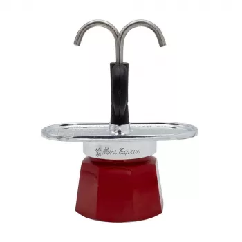 Bialetti Mini Express Magritte Moka puodas raudonas, sidabrinis