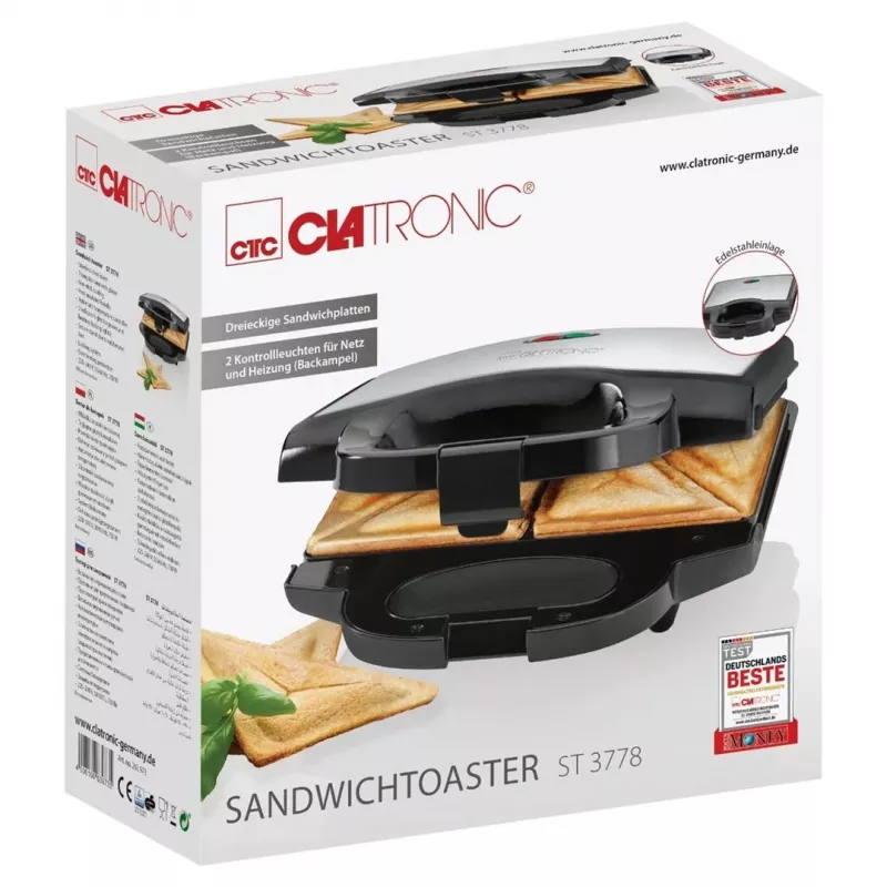 Clatronic ST 3778 sumuštinių keptuvė 750 W Juoda, nerūdijantis plienas