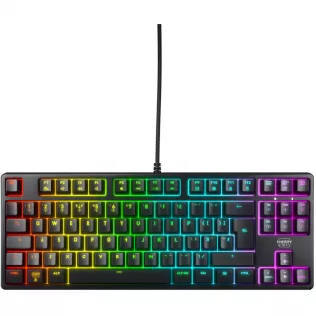 No name K4V2 TKL klaviatūra — tenkeyless kompaktiškas laidinis išdėstymas, juoda, UK išdėstymas
