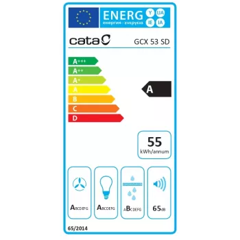 Įmontuojamas gartraukis CATA GCX 53 SD — 530 mm plotis, 750 m³/h, metaliniai riebalų filtrai, jutiklinis valdymas, pilka