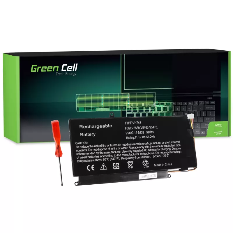 Baterija Green Cell DE105, skirta DELL Vostro 5460 5470 5480 5560 Inspiron 14 5439