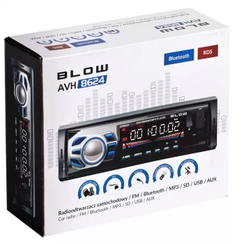 Automagnetola BLOW AVH-8624 — FM RDS, 45 W RMS, „Bluetooth“, USB, „MicroSD“, AUX, LCD ekranas, nuotolinio valdymo pultelis, juoda