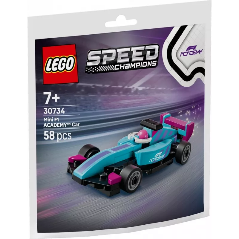 30734 Speed Champions F1 ACADEMY Mini-Auto, konstrukcinis žaislas maišelyje