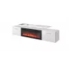 TV spintelė Cama Meble ROVA su elektriniu židiniu 190x37x48 cm balta / blizgi balta