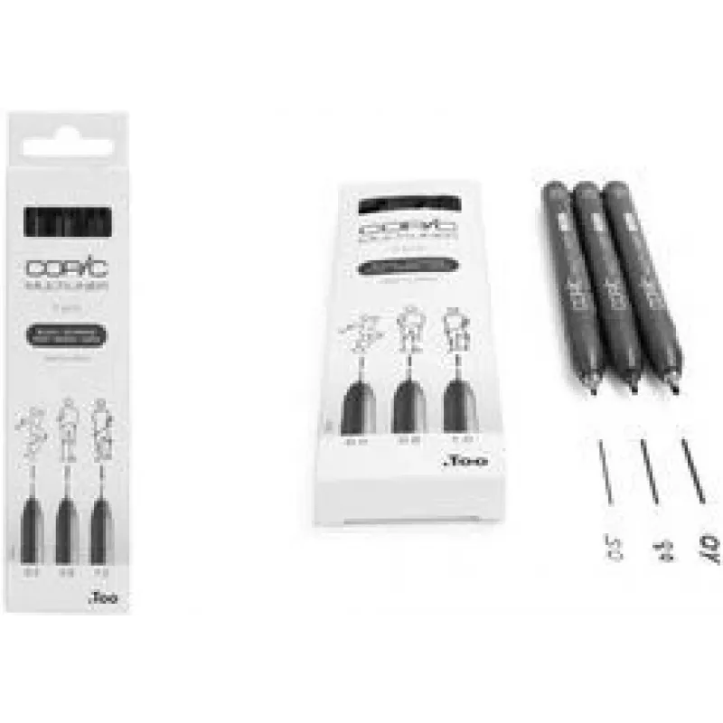 COPIC Multiliner smulkus tušinukas juodas 0.5 + 0.8 + 1.0 mm, 3 vnt. (22075632)