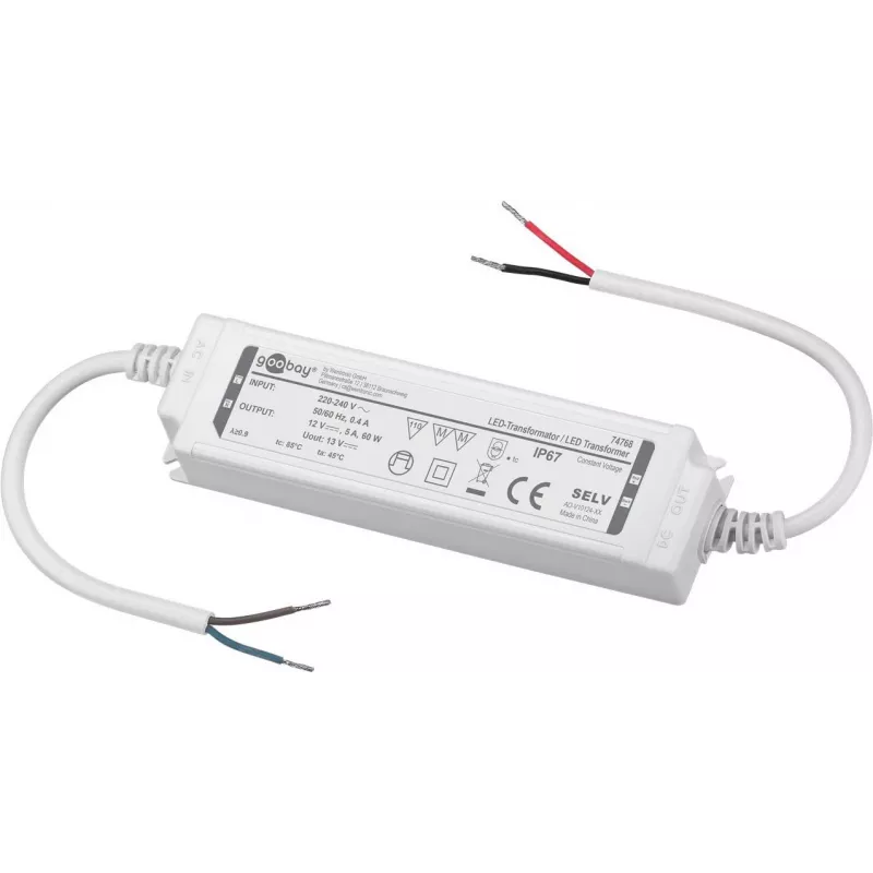 Goobay LED transformatorius 12 V DC 60 W IP67 - pastovios įtampos transformatorius CV den (74768)