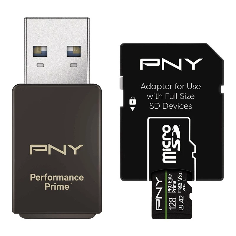 Atminties kortelė microSDXC Elite Prime 128GB + SD adapteris + USB-A kortelių skaitytuvas