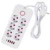 Maitinimo lizdų blokas MACLEAN MCE389 W — 6 lizdai, 4×USB-A, 1×USB-C, 2500 W, 110–240 V, 1,5 m laidas, baltas
