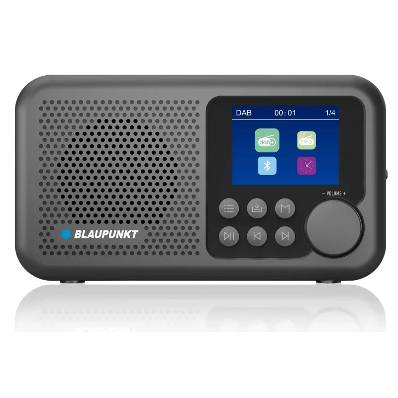 Radijo laikrodis BLAUPUNKT DR8BK — skaitmeninis žadintuvas su FM/DAB+, „Bluetooth 5.3“, 2 W, 1800 mAh, USB įkrovimas, juodas