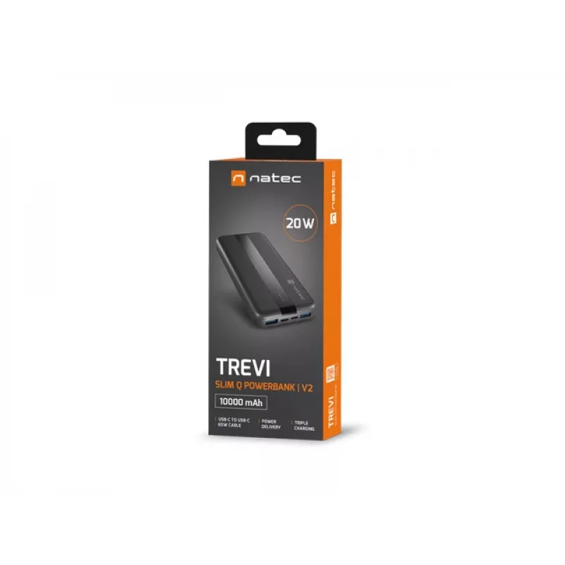 NATEC TREVI plonas Q V2 Lithium Polymer (LiPo) 10000 mAh Juoda