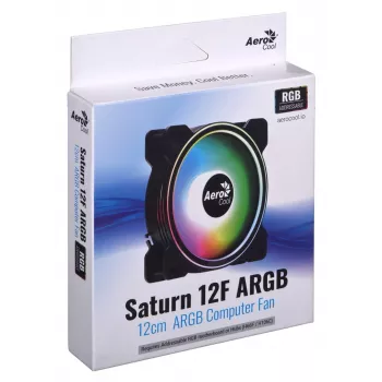 AEROCOOL 120 mm korpuso ventiliatorius Saturn 12F ARGB, 120x25 mm, 12 V, PWM, 1000 RPM, 35.8 CFM, 19.6 dB