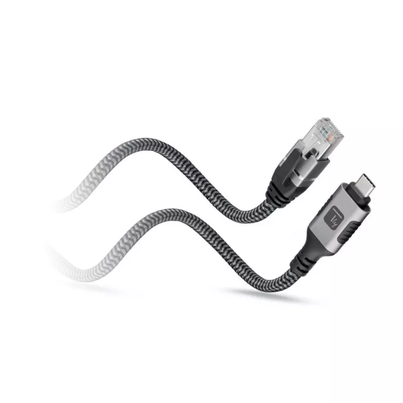 Techly ICOC U3C-RJ45-010 tinklo kabelis, sidabrinis, juodas, 1 m, Cat6, F/UTP (FTP)