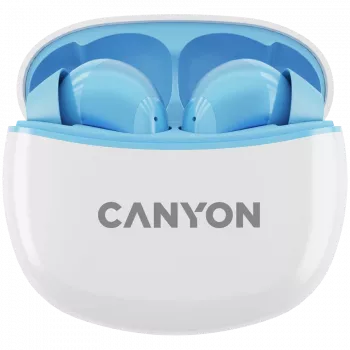Canyon TWS-5 CNS-TWS5BL ausinės – tikrai belaidės – Bluetooth 5.3 – į ausis įdedamos – USB-C įkrovimo dėklas – jutiklinis valdymas – iki 38 val. veikimo – juoda