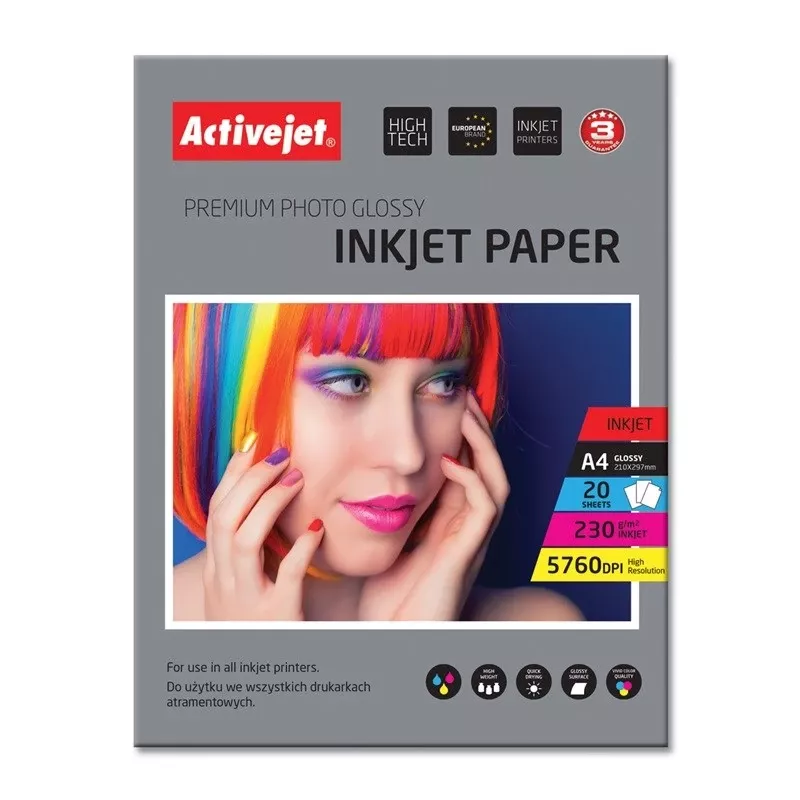 Blizgus fotopopierius ActiveJet AP4-230G20 A4, 230 g/m², 20 lapų