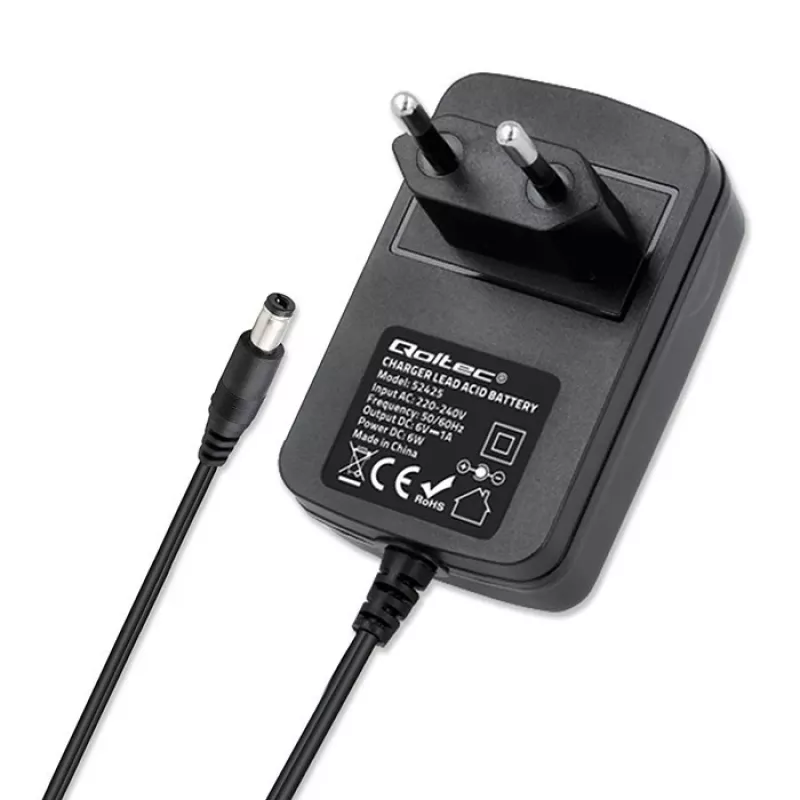 Baterijų įkroviklis QOLTEC Charger AGM GEL STD 6V 1A 6V švino-rūgštinėms baterijoms, AGM ir gelio