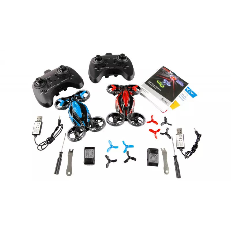Amewi FightStar Battle Bundle drone raudonas ir mėlynas — modelis 25344, skirtas naudoti patalpose ir lauke, tinkamas nuo 8 metų