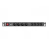 Maitinimo skirstytuvas LANBERG PDU-04E04I-0200-IEC-BK — 1U, 4 Type E lizdai, 2 m laidas, 10 A, 220–250 V