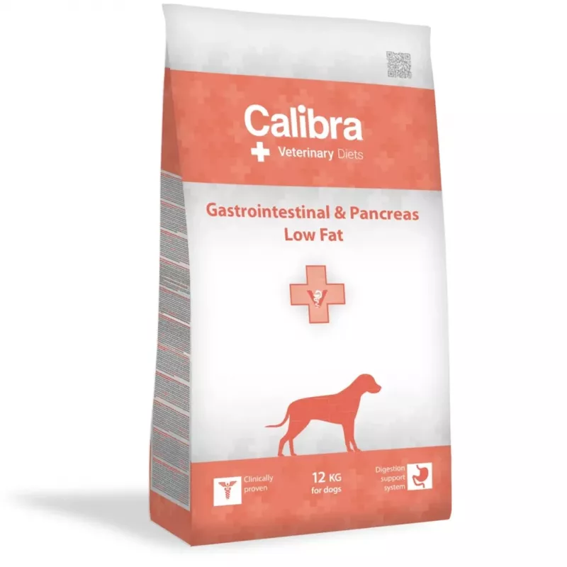 Sausas šunų maistas Calibra VD Gastrointestinal Pancreas Low Fat 12 kg — suaugę šunys, lašiša, mažai riebalų, be glitimo ir sojos