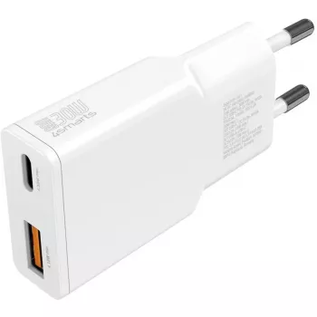 Įkroviklis 4smarts PDPlug Duos plonas išmaniesiems telefonams planšetėms baltas AC greitas įkrovimas