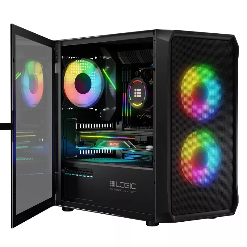 Kompiuterio korpusas Logic Concept Portos Mini ARGB Micro ATX juodas