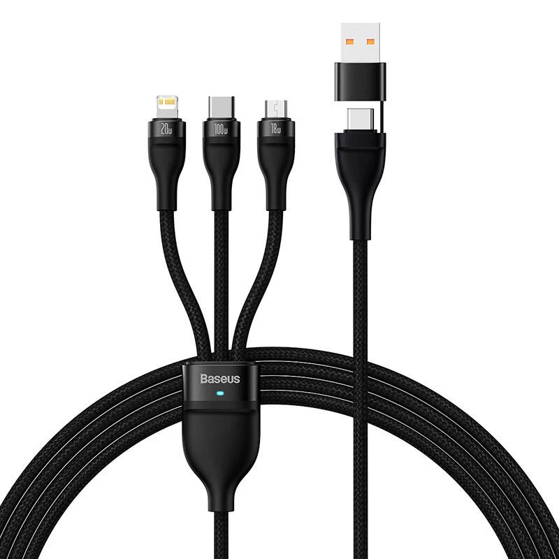 USB Laidas Baseus CASS030101 1.2m USB A/USB C USB C/Micro-USB B/Lightning Juodas