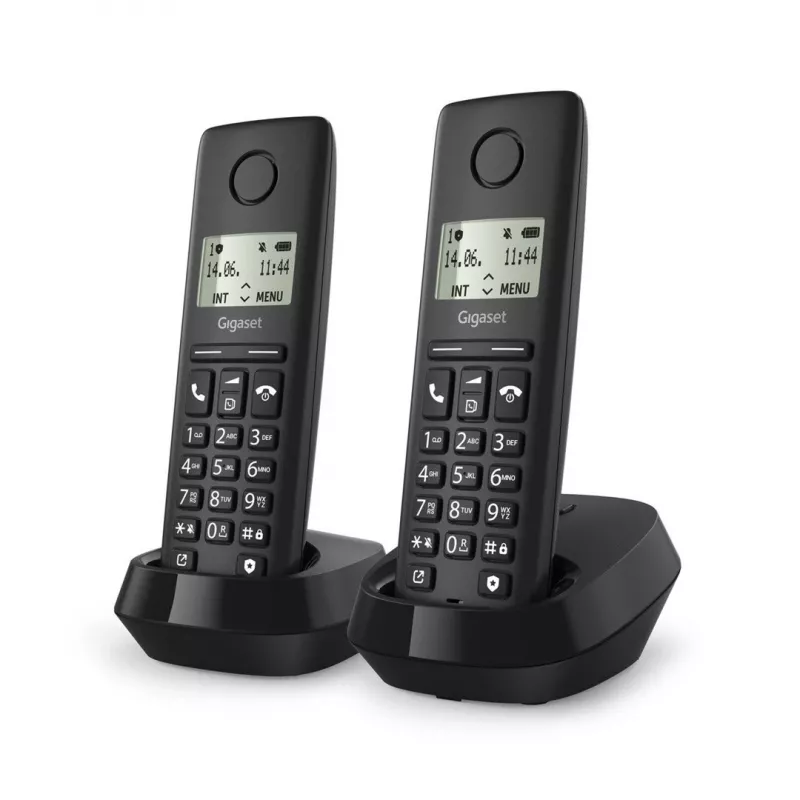 Belaidis telefonas Gigaset PURE 100 Duo su skambintojo ID, ECO DECT GAP, juodas