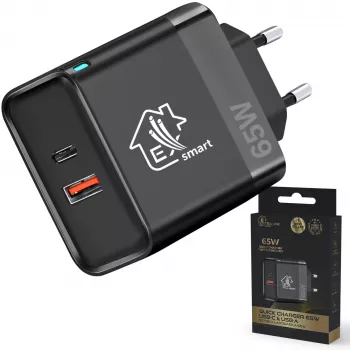 Maitinimo adapteris Extralink CHARESL06 65W su USB-C ir USB-A išvestimis