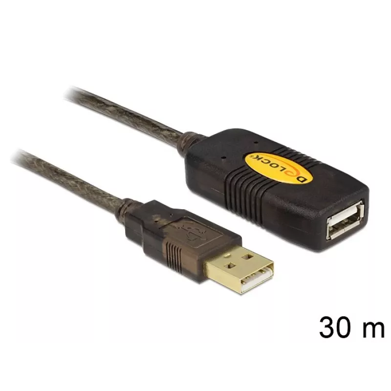 USB kabelis DeLOCK 30m USB2.0 USB A juodas