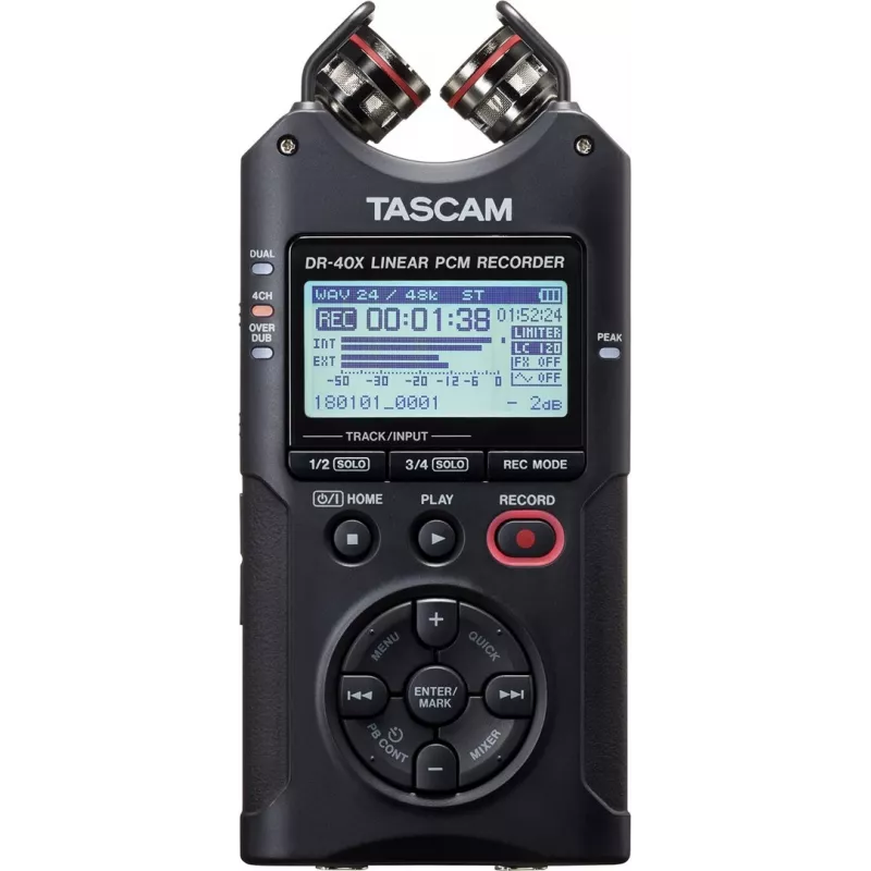 Tascam DR-40X - nešiojamasis skaitmeninis diktofonas su USB sąsaja, 2 x stereo įrašymas
