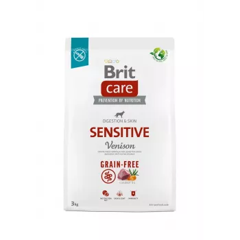 Sausas šunų maistas Brit Care be grūdų Sensitive Venison 3 kg — be grūdų, 25% baltymų, bulvės