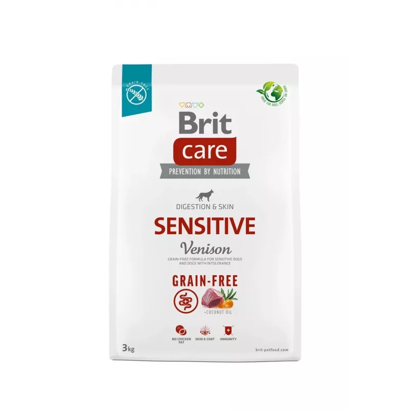 Sausas šunų maistas Brit Care be grūdų Sensitive Venison 3 kg — be grūdų, 25% baltymų, bulvės