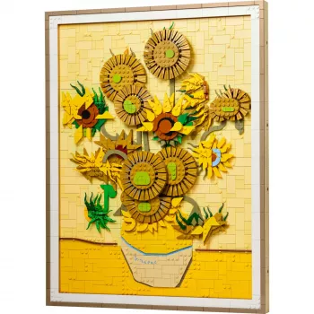 Sienų mozaikos rinkinys LEGO Art Vincent van Gogh Saulėgrąžos 3D mozaika, sienų meno rinkinys, 2615 dalių, 540×410×50 mm