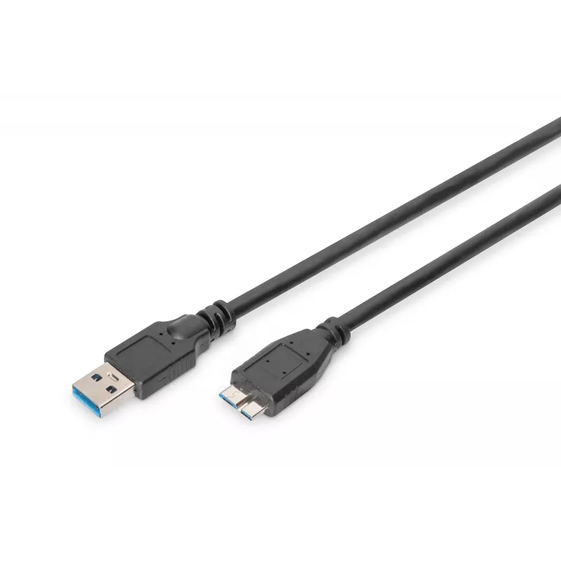 ASSMANN SuperSpeed USB 3.0 kabelis, USB A kištukas Micro USB B kištukas, Cu AWG 28, 2x ekranuotas, ilgis 1,0 m (AK-300116-010-S)